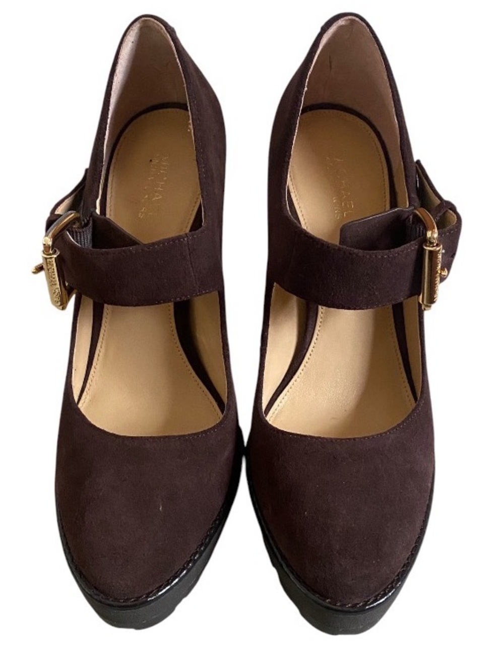 Michael kors Flynn Mary Jane coffee suede platform shoes